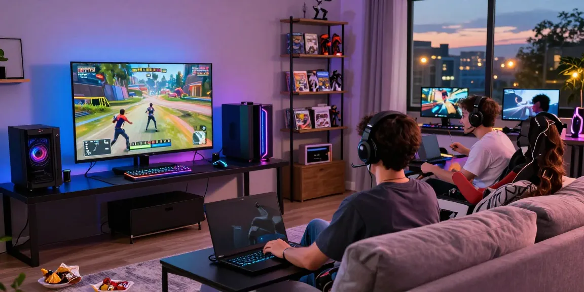 Gamer enjoying a rokok88 link session in a vibrant game room atmosphere