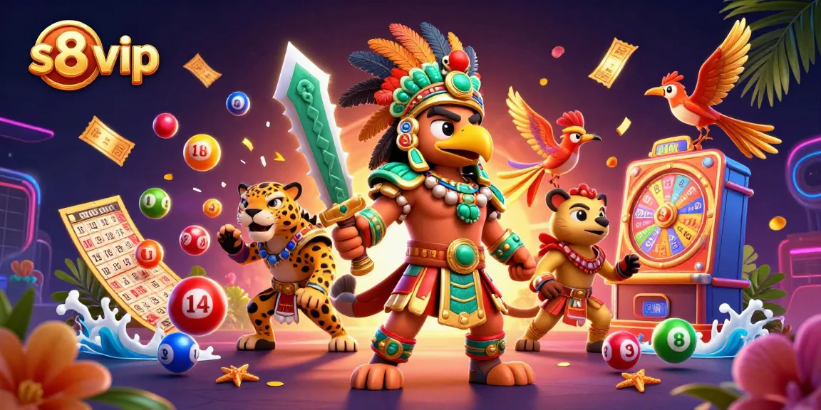 S8 VIP experience with captivating gambling action, colorful lottery elements, and exciting characters.