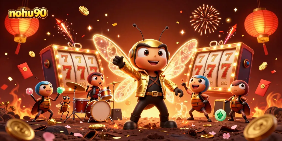 Experience thrilling wins at nohu90 with colorful slot reels and lively characters in an exciting casino scene.