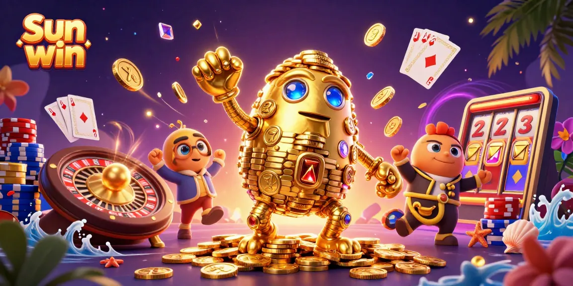 Experience big wins with Sun win as golden coins cascade in this vibrant casino scene.